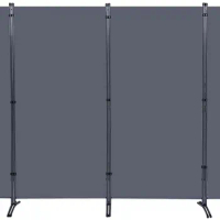 4 panel folding privacy screen, 6 foot high metal frame wall divider, office bedroom study separate room divider