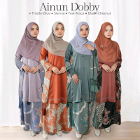 Ainun Se Batik Dobby BajuBasibaSetRokbatik Setelan Rok dan Tunik Warna Thistle Blue Sienna Teal Tosc