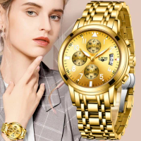 LIGE 2023 Fashion Gold Watch Women Watch Ladies Creative Steel Women's Bracelet Watches Female Waterproof Clock Relogio Feminino