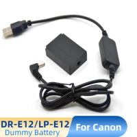 5V USB Adapter Power Bank Cable DR-E12 DC Coupler LP-E12 LP E12 Dummy Battery for Canon EOS M M2 M10 M50 M100 M200 Cameras