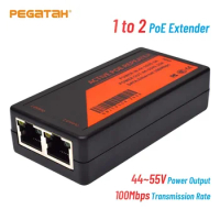 1 to 2 PoE Extender 100Mbps Poe Extender for Ip Port Max Extend 120m Transmission Extender for Ip Camera Ethernet Splitter