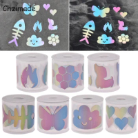 Chzimade 1Mx3cm Colorful Butterfly Heart Reflective Sticker Tapes Heat-transfered Vinyl Film For Iron On Garment Sewing Craft