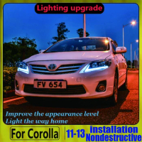 2 Pieces For Toyota Corolla Altis head lamp 2011-2013 LED Headlight Front Lamp Assembly With Daytime Running Light