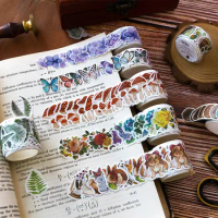 100pcs Autumnal Flower Butterfly Washi Tape Stickers Junk Journal Ephemera Leaves Mushroom Masking Tape Scrapbooking Material