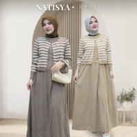 Natisya Dress - Gamis Rompi Salur Wanita