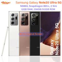 Samsung Galaxy Note 20 Ultra 5G Note20 N9860 256GB Octa Core Snapdragon 865+ 6.9" Dual SIM 12GB 108MP&amp;Dual 12MP Cell Phone NFC
