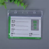 10PCS Horizontal Transparent Vinyl Plastic ID Card Holder With Zipper Bag Case Badge Holder Bank Cre