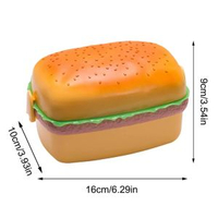 熱賣可愛雙層漢堡飯盒食品級學生兒童午餐可微波爐加熱便當盒