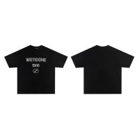 [HOT] 6VXD welldone Niche Trendy Brand Pearl Letters logo Cotton round Neck Short Sleeve T Shirts fo