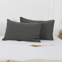 Simple&amp;Opulence 100% Linen Pillowcases 1 Pair Basic Style Envelope Overlap Closure French Natural Washed Flax Shams Set of 2