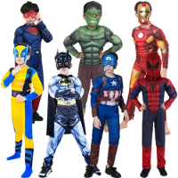 Superhero Spider Man Costume Kids Captain America Iron Man Hulk Thor Cosplay Muscle Costume Bodysuit Halloween Children Costume