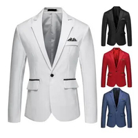 Men Suit Coat Solid Color Suit Jacket Elegant Men's Wedding Suit Jacket Slim Fit Single Button Cardigan Style Blazer for Groom