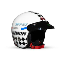 Marzano X Racertees Speed Helm Retro Bogo Half Face White Glossy Size S-XL Berstandar SNI L