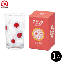 【ADERIA】日式玻璃水杯 200ml 1入 紅花款 昭和復古系列(玻璃杯 水杯 飲料杯)