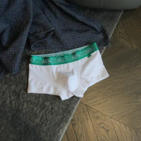 MENCCINO's new men's underwear cotton, comfortable, low waisted, sexy, convex, breathable, large bag solid color boxers