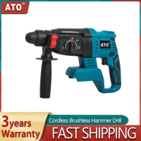 ATO Rechargeable Brushless 3 Function Tools Electric Hammer Cordless Rotary Hammer Drill For Makita 18V Battery