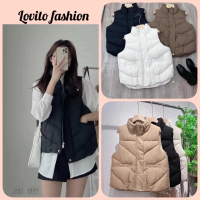 [Được săn đón nhiều] Áo khoác phao gile khóa sườn phong cách hàn quốc 3 MÀU- lovito fashion