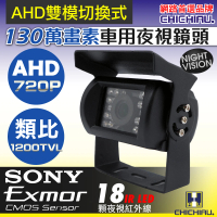 【CHICHIAU】AHD 720P SONY 130萬畫素1200TVL雙模切換紅外線防水型車用攝影機2.8mm