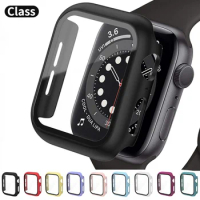 Watch Case For Apple watch Series 9 8 7 45mm 41mm 6 5 4 SE 44mm 40mm Tempered glass protective shell For iwatch 3 2 1 42mm 38mm