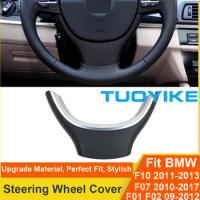 Car Styling Carbon Fiber Black Steering Wheel Trim Decal Cover Sticker For BMW 5/7 series F10 F11 F18 GT F07 F01 F02 520 525 730