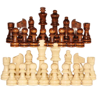 Wooden Checkers Standard Tournamen Staunton Figurine Pieces Chess Pieces Only 32PCS Chess Game Pawns for Chess Board Game