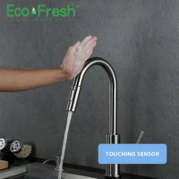 New Lead-Free SUS304 Stainless Steel Pull Out Touch Faucet Kitchen Sensitive Touch Control Faucet Mixer Touch Sensor Kitchen Tap