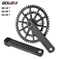 GOLDIX 165/170/172.5/175mm Road Bike For GXP Crankset Crank arms double Chainring 50-34T/52-36T/53-39T For sram GXP crankset