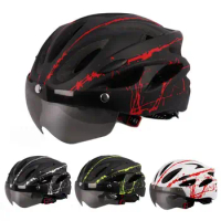 Wholesale Outdoor Road Mountain Bike Helmet with Riding Cycling Helmet with Visor Lens Sports Mtb Bicycle Helmet 54-62cm hot