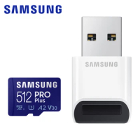 Original SAMSUNG PRO Plus Memory Card With USB 3.2 Card Reader 128GB 256GB 512GB Micro SD Card A2 V30 TF Card U3 Flash Card