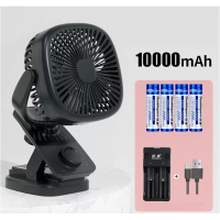 搖頭小電風扇(加強版黑色+4節2500毫安培電池+usb充電線+電池充電器)