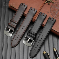 Genuine Leather Watch Strap for Swatch Yts401 402403g Waterproof Sweat-Proof Arc Interface Watchband Accessories 20mm