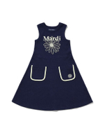 Kids Waffle Dress Flowermardi Navy Cream