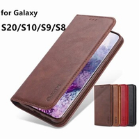 AZNS Case for Samsung Galaxy S20 S10 S9 S8 Plus Ultra 5G S10e PU Leather Cover magnetic attraction Wallet Case