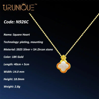 URUNIQUE Kalung Liontin Wanita Kalung Perak Asli 925 Original Necklace 18K Gold Kalung Perak Wanita