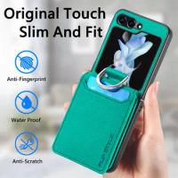 for samsung z flip 5 Fashion Finger Ring Holder Case for Samsung Galaxy Z Flip 5 Flip5 5G Zflip5 Leather Wallet Bag
