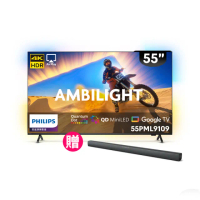 【Philips 飛利浦】55型4K QD Mini LED 144Hz VRR Google TV 智慧顯示器(55PML9109)