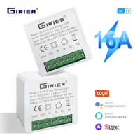 GIRIER Tuya Smart Wifi Switch Module 16A Mini DIY Home Universal Breaker Support 2 Way Control Works with Alexa Alice Hey Google
