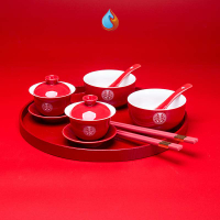 結婚喜碗套裝一對碗紅色新中式水杯蓋碗杯子茶具用品結婚對碗茶碗