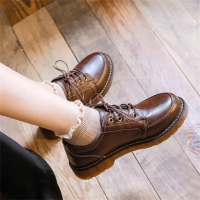 R Women's Leather Single Shoe Autumn New Lace Up with Skirt Mary Jane Shoe Flats Women Shoes Luxury