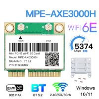 Tri Band 5374Mbps WiFi 6E AX210 Mpe-AXE3000H/ AC7265 Wireless Card BT 5.3 For Mini PCIE Wi-Fi Adapter Win10 For Desktop/Laptop