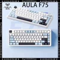 Aula F75 Tarantula F75 Mechanical Keyboard Gasket Structure Full Key Hot Swap Three-mode Esports Game, Glacier Blue
