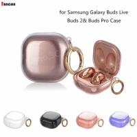 Transparent Cover for Samsung Galaxy Buds Live/Buds 2/Buds Pro Soft TPU Protector with Hook for Galaxy Buds Live Buds2 Pro Cases