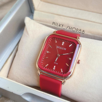 ( M 21 ) นาฬิกา Bolun แท้ ทรงเหลี่ยม ปัดจุดเพชร สายซิลิโคน ( 12 สี )