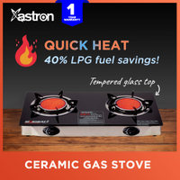 Astron MAXHEAT2 Double Burner Ceramic Gas Stove with Tempered Glass Top | infrared burner