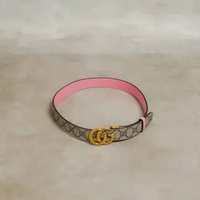 Ikat Pinggang GUCCI GOLD GG MONOGRAM BROWN PINK REVERSIBLE BELT 100% ORIGINAL 75