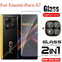 Poco X7 X7 Pro 5G ฟิล์มกันรอยกระจกโค้ง 2in1 สำหรับ Xiaomi Mi Poco X7 Pro X7Pro PocoX7 5G 2025 กระจกน