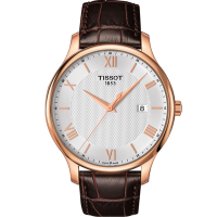 TISSOT 天梭 官方授權 Tradition系列 懷舊古典時尚腕錶 T0636103603800/玫瑰金色42mm