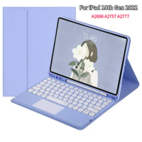 Wireless Bluetooth Touchpad Keyboard Case for iPad 10th Gen 2022 10.9 inch A2696 A2757 A2777 with Pencil Holder Casing Cover
