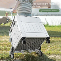 Outdoor Camping Folding Shopping Cart Household Portable Express Trolley Hand Trolley Trolley Trailer Folding Shopping Cart