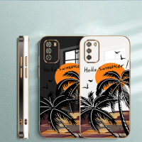sunset coconut tree phone case for Xiaomi Poco M3,sunset pattern,cute,TPU material,fashion,Stylish p